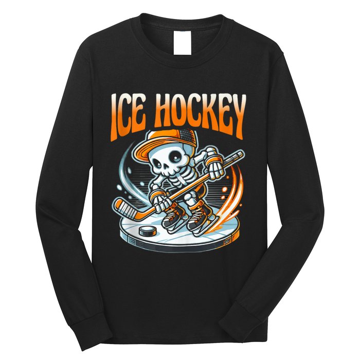 Ice Hockey Skeleton Long Sleeve Shirt