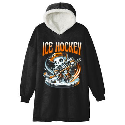 Ice Hockey Skeleton Hooded Wearable Blanket