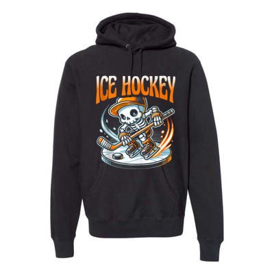 Ice Hockey Skeleton Premium Hoodie