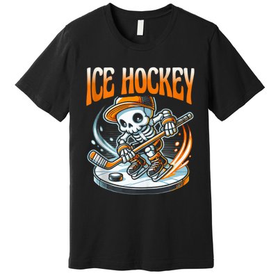 Ice Hockey Skeleton Premium T-Shirt