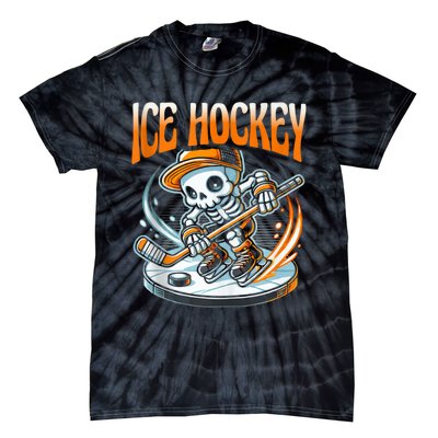 Ice Hockey Skeleton Tie-Dye T-Shirt