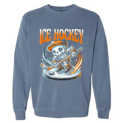 Ice Hockey Skeleton Garment-Dyed Sweatshirt