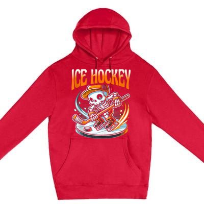 Ice Hockey Skeleton Premium Pullover Hoodie