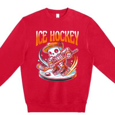 Ice Hockey Skeleton Premium Crewneck Sweatshirt