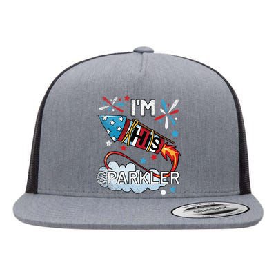 I'm His Sparkler July 4th His And Hers Matching Couples Cute Flat Bill Trucker Hat