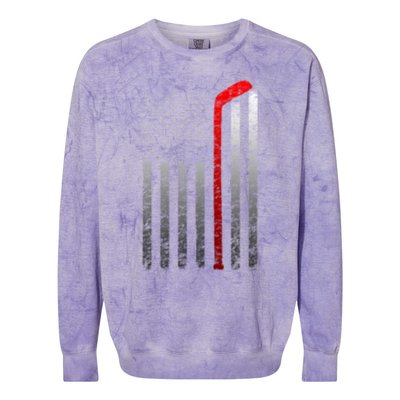 Ice Hockey Stick American Flag Vintage Red Stripe Hockey Gift Colorblast Crewneck Sweatshirt