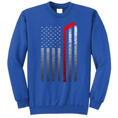 Ice Hockey Stick American Flag Vintage Red Stripe Hockey Gift Sweatshirt