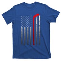 Ice Hockey Stick American Flag Vintage Red Stripe Hockey Gift T-Shirt