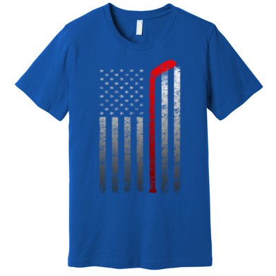 Ice Hockey Stick American Flag Vintage Red Stripe Hockey Gift Premium T-Shirt