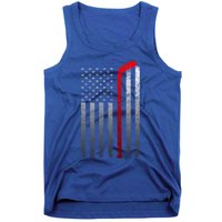 Ice Hockey Stick American Flag Vintage Red Stripe Hockey Gift Tank Top