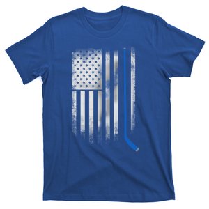 Ice Hockey Stick Blue American Flag Usa Patriot Cool Gift T-Shirt