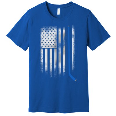 Ice Hockey Stick Blue American Flag Usa Patriot Cool Gift Premium T-Shirt