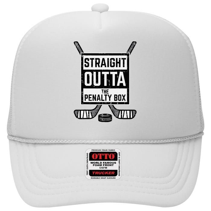 Ice Hockey Straight Outta Penalty Box High Crown Mesh Back Trucker Hat