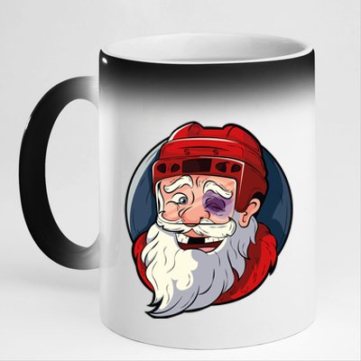 Ice Hockey Santa Claus Goalie Coach Christmas Funny Gift 11oz Black Color Changing Mug