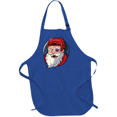 Ice Hockey Santa Claus Goalie Coach Christmas Funny Gift Full-Length Apron With Pockets