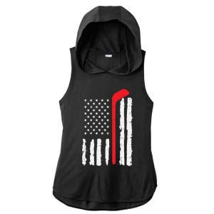 Ice Hockey Stick Us Flag Patriotic N Meaningful Gift Ladies PosiCharge Tri-Blend Wicking Draft Hoodie Tank