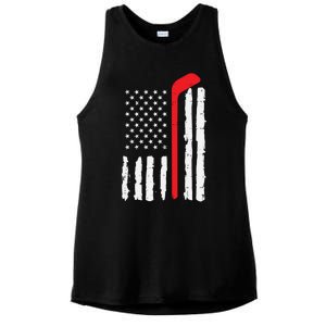 Ice Hockey Stick Us Flag Patriotic N Meaningful Gift Ladies PosiCharge Tri-Blend Wicking Tank