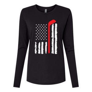 Ice Hockey Stick Us Flag Patriotic N Meaningful Gift Womens Cotton Relaxed Long Sleeve T-Shirt