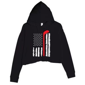 Ice Hockey Stick Us Flag Patriotic N Meaningful Gift Crop Fleece Hoodie