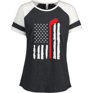 Ice Hockey Stick Us Flag Patriotic N Meaningful Gift Enza Ladies Jersey Colorblock Tee