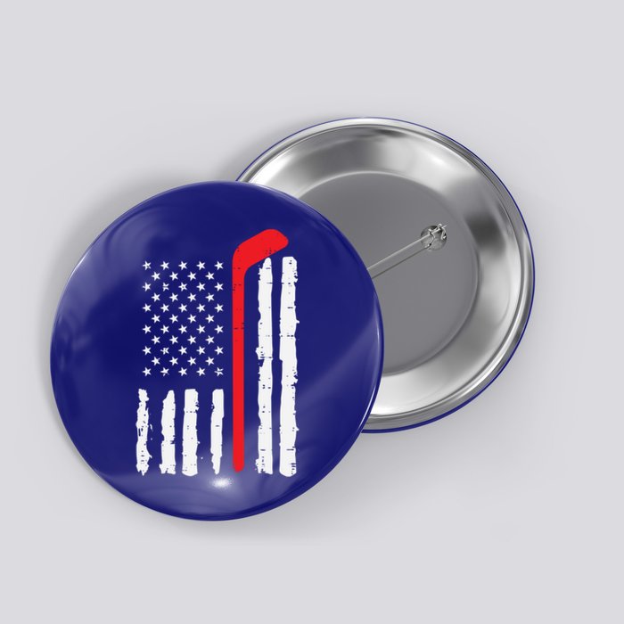 Ice Hockey Stick Us Flag Patriotic N Meaningful Gift Button