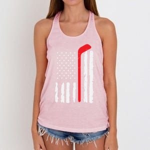 Ice Hockey Stick Us Flag Patriotic N Meaningful Gift Women's Knotted Racerback Tank