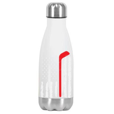 Ice Hockey Stick Us Flag Patriotic N Meaningful Gift Stainless Steel Insulated Water Bottle