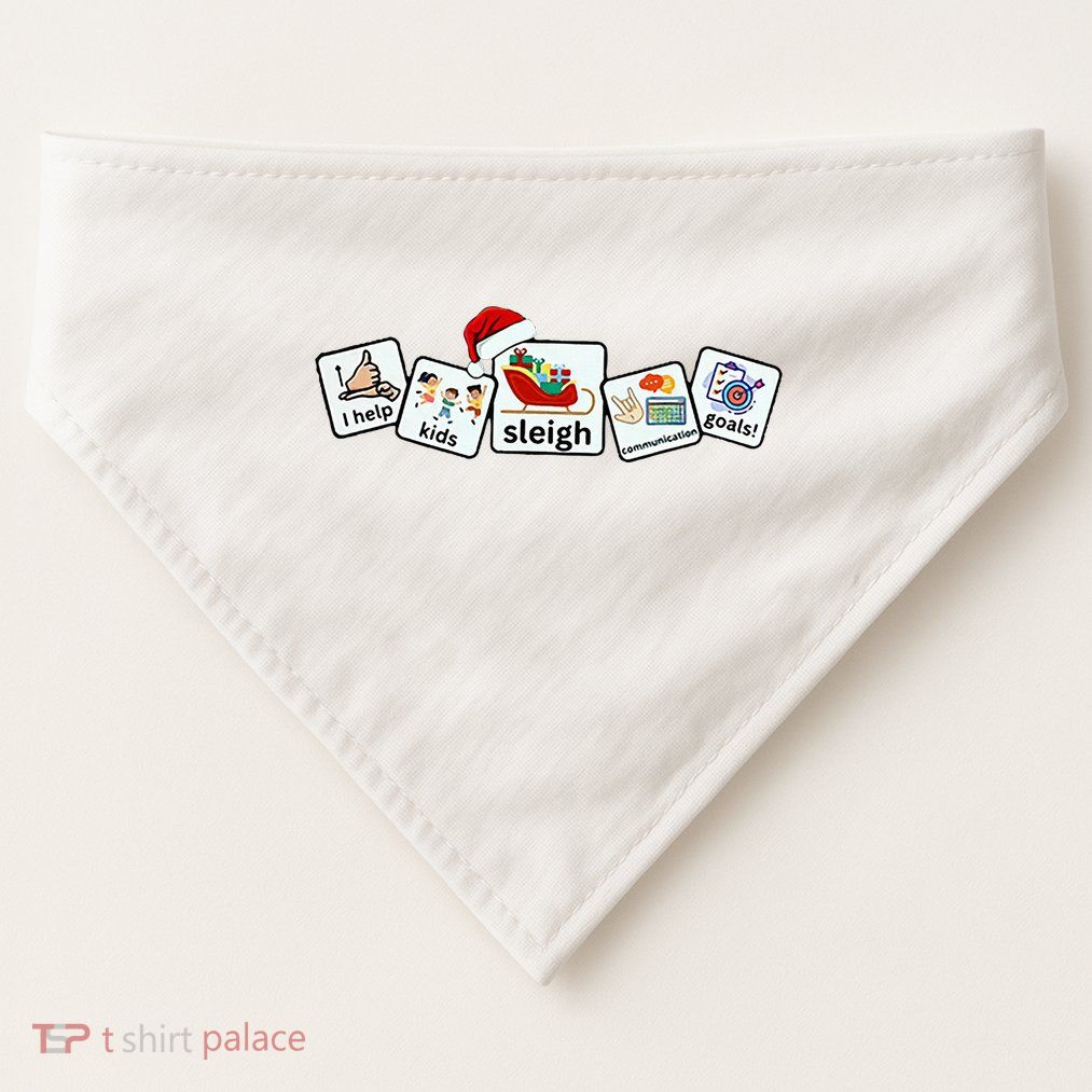 I Help Sleigh Communication Goals Christmas USA-Made Doggie Bandana