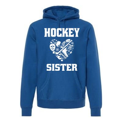 Ice Hockey Sister Love Heart Game Day For Winter Sports Fun Great Gift Premium Hoodie