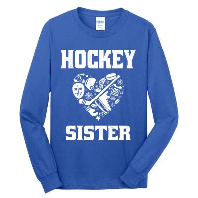 Ice Hockey Sister Love Heart Game Day For Winter Sports Fun Great Gift Tall Long Sleeve T-Shirt