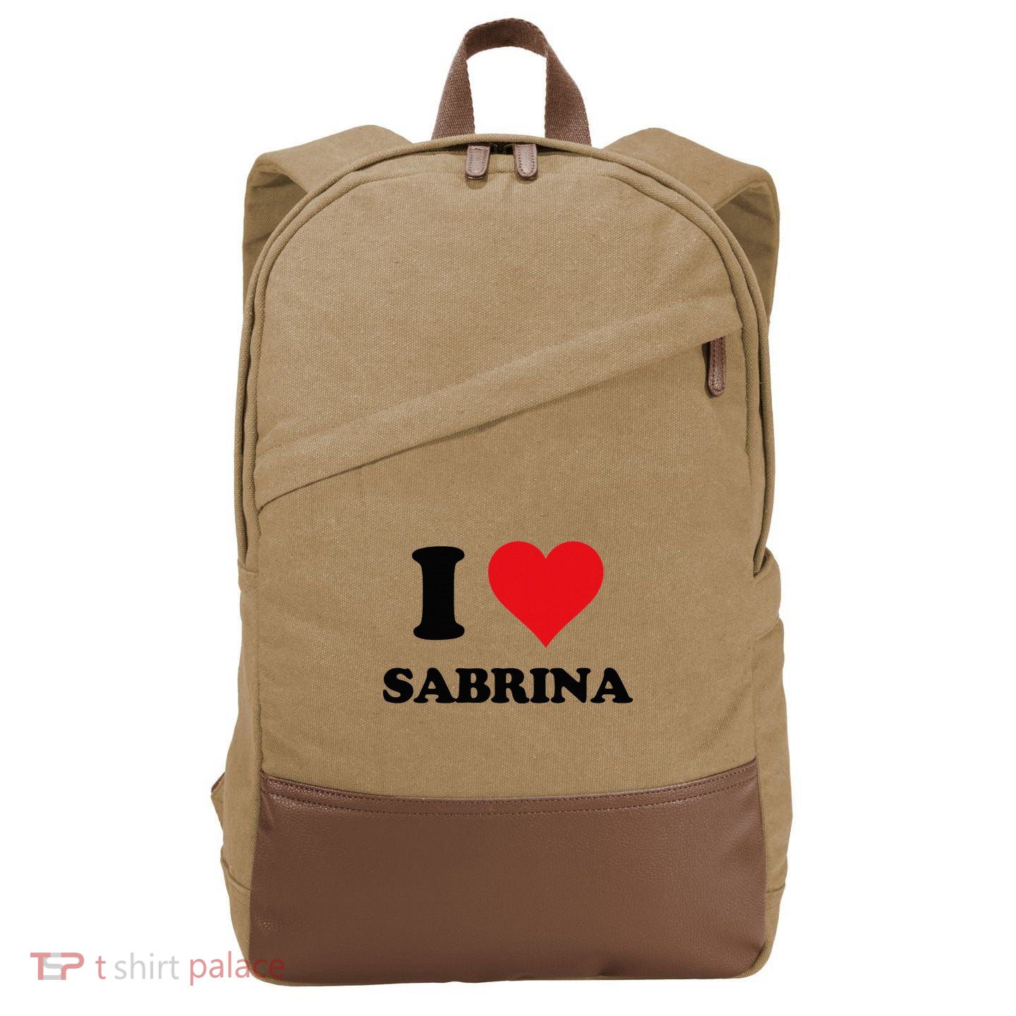 I Heart Sabrina First Name I Love Personalized Stuff Cotton Canvas Backpack
