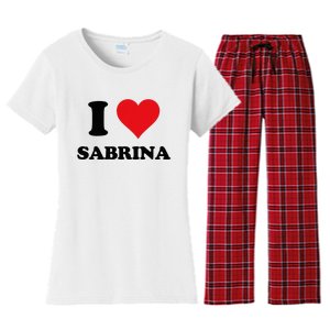 I Heart Sabrina First Name I Love Personalized Stuff Women's Flannel Pajama Set