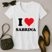 I Heart Sabrina First Name I Love Personalized Stuff Women's V-Neck T-Shirt