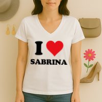 I Heart Sabrina First Name I Love Personalized Stuff Women's V-Neck T-Shirt