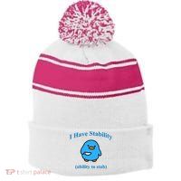 I Have Stability Ability To Stab Stripe Pom Pom Beanie