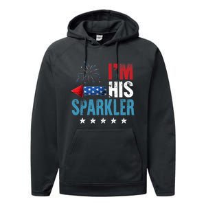 I'm His Sparkler His And Her 4th Of July Matching Couples Performance Fleece Hoodie