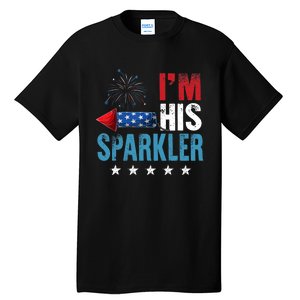 I'm His Sparkler His And Her 4th Of July Matching Couples Tall T-Shirt