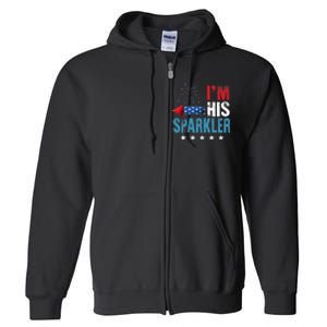 I'm His Sparkler His And Her 4th Of July Matching Couples Full Zip Hoodie