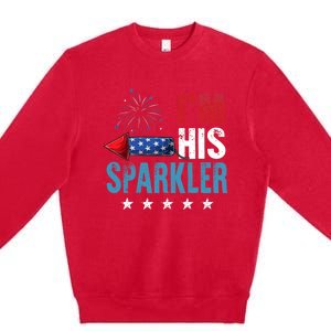 I'm His Sparkler His And Her 4th Of July Matching Couples Premium Crewneck Sweatshirt