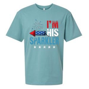 I'm His Sparkler His And Her 4th Of July Matching Couples Sueded Cloud Jersey T-Shirt