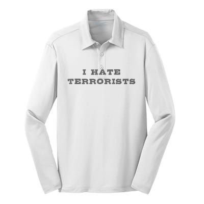 I Hate Terrorists Silk Touch Performance Long Sleeve Polo