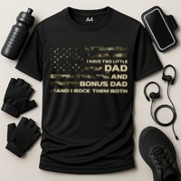 I Have Two Titles Dad And Bonus Dad Military Camo Flag Cooling Performance Crew T-Shirt