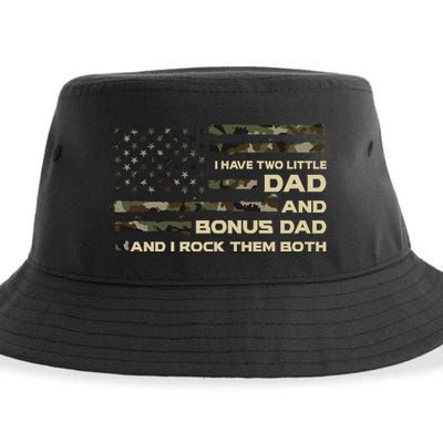 I Have Two Titles Dad And Bonus Dad Military Camo Flag Sustainable Bucket Hat