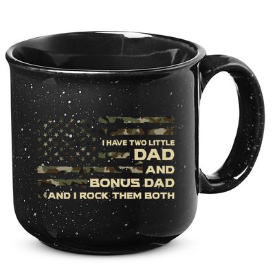 I Have Two Titles Dad And Bonus Dad Military Camo Flag 15oz Campfire Ceramic Mug