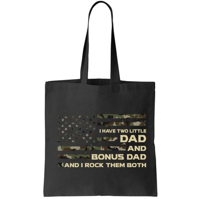 I Have Two Titles Dad And Bonus Dad Military Camo Flag Bag