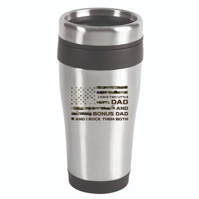 I Have Two Titles Dad And Bonus Dad Military Camo Flag 16oz Travel Tumbler