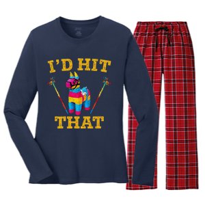 I'd Hit That Pinata Funny Cinco De Mayo Women's Long Sleeve Flannel Pajama Set 