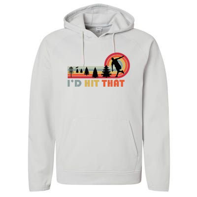 ID Hit That Funny Disc Golf Vintage Frisbee Dad Golfer Performance Fleece Hoodie