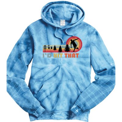 ID Hit That Funny Disc Golf Vintage Frisbee Dad Golfer Tie Dye Hoodie