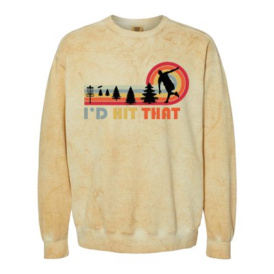 ID Hit That Funny Disc Golf Vintage Frisbee Dad Golfer Colorblast Crewneck Sweatshirt